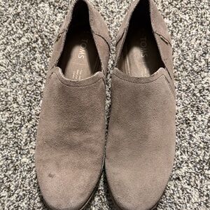 TOMS Suede Slip-Ons in Taupe